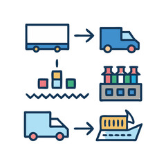Fototapeta premium Global logistics and distribution icon set for delivery system