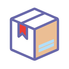 Isometric shipping box vector icon on black background