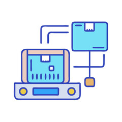 Delivery tracking illustration, supply chain icon in doodle style