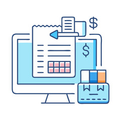 Online payments, credit card, computer and digital invoice concept