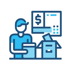 Donation Box with Money Symbol, Icon Illustration