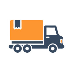 Delivery Truck with Package, Icon, Vector Illustration