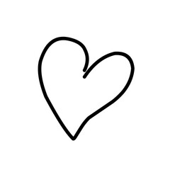 calligraphy heart line art vector doodle, love symbol with hand drawn swirl motif