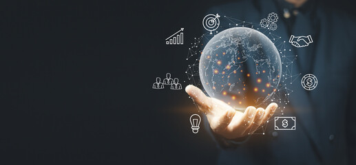 Communication technology for internet business and social network Concept.