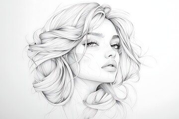 Fototapeta premium Woman Portrait Drawing