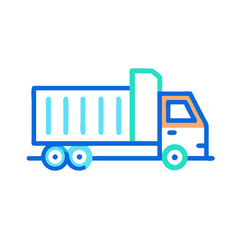Colorful outline style illustration of a dump truck