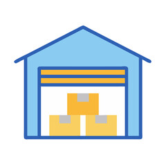 Warehouse with Boxes Icon - Storage and Shipping