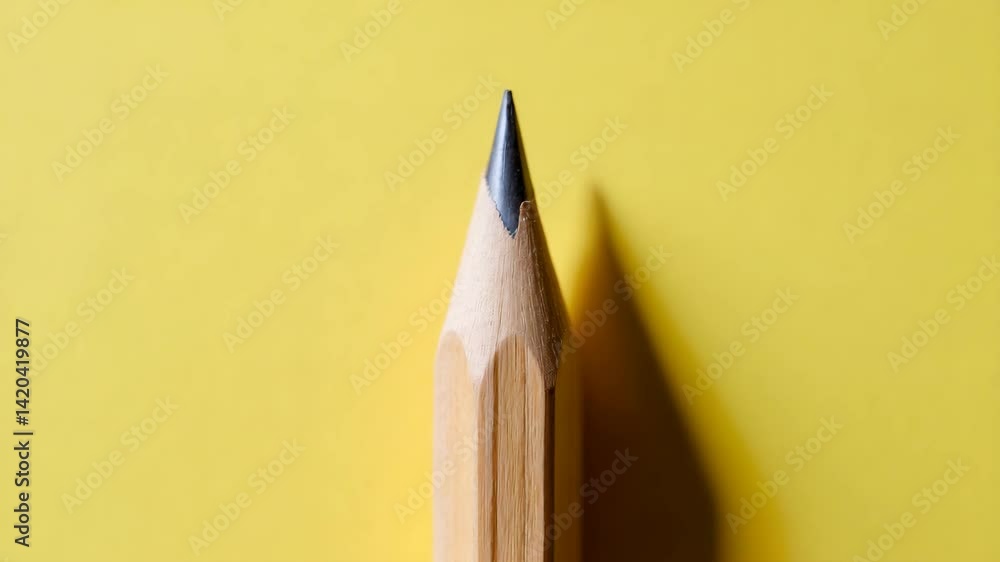 Poster template showcasing a close-up macro video from above of a pencil on a clean and minimal sheet of pa