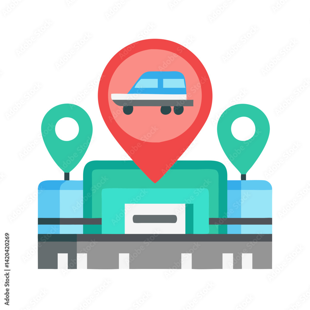 Poster car location vector icon on the map points