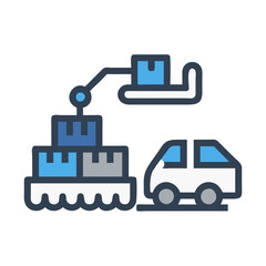 Cargo loading icon illustration. Shipping and delivery concept