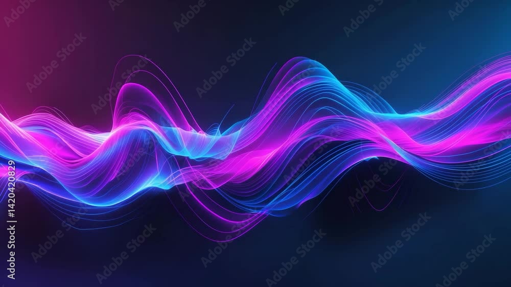 Poster dynamic and colorful sound wave art featuring tones with a dark background