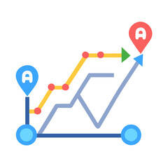 Route map with points A, graph, business travel