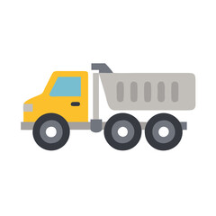 Illustration of a Yellow Dump Truck on Black Background