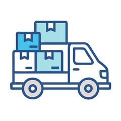 Delivery truck with boxes vector illustration on black