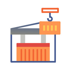 Orange and Grey Container Crane Lifting a Cargo Box