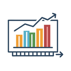 Bar graph showing business statistics growth on black background