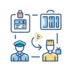 Airport Security and Baggage Handling Icon Illustration Vector