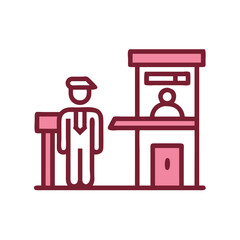 Ticket Booth, Customer, Seller Illustration on Black Background