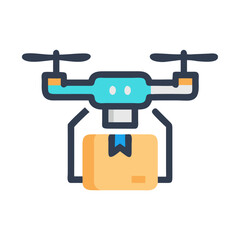 Delivery drone carrying a box, fast shipping service