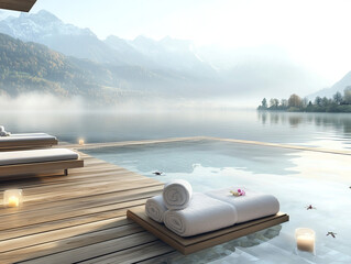 An open-air luxury spa resort surrounded by sky