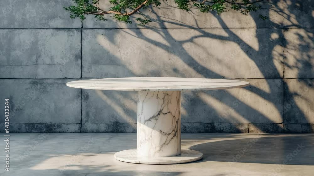Poster white marble table with shadow on background, perfect for presentation backdrop and mock-up.