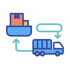 Goods Shipment Cycle: Truck, Logistics, Delivery, Return Process