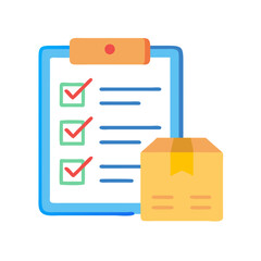 Delivery Checklist and Package Icon on Black Background