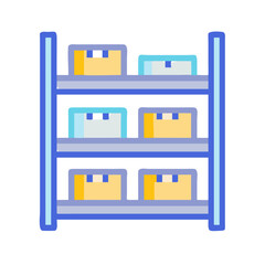 Boxes on shelves, storage, organization, vector, illustration