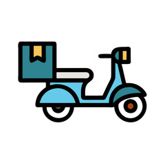 Delivery scooter with box icon, fast delivery service