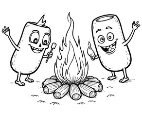 Happy Monster Magical Campfire coloring page