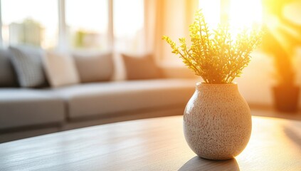 Cozy living room with sunlight