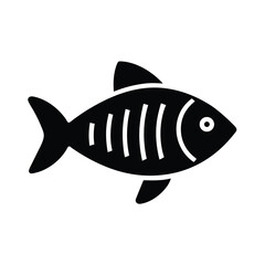grilled fish stencil icon silhouette vector illustration