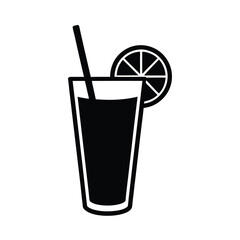 lemonade glass stencil icon silhouette vector illustration