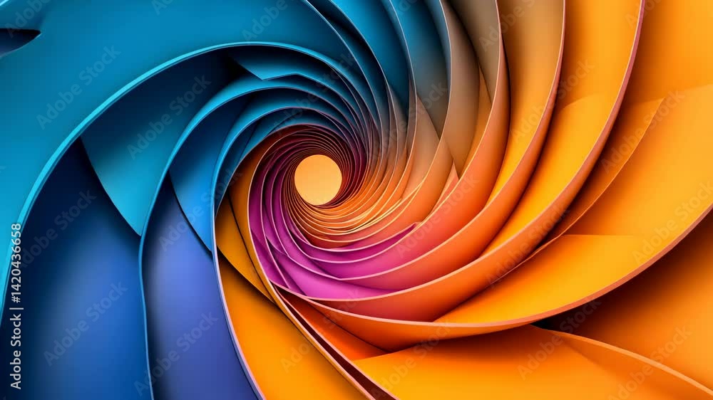 Poster vibrant abstract spiral design with colorful swirling gradient and dynamic light