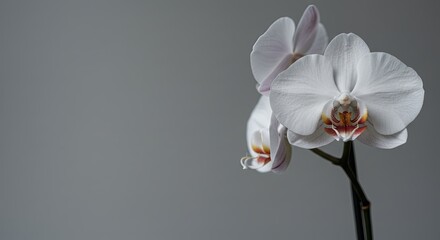 Fototapeta premium Elegant white orchid flower showcasing delicate petals and intricate details
