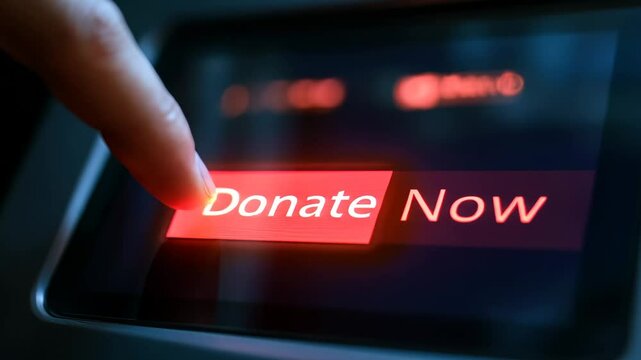 Finger Pressing Digital Donate Now Button
