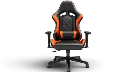 Ergonomic Gaming Chair: Black and Orange Leather Design