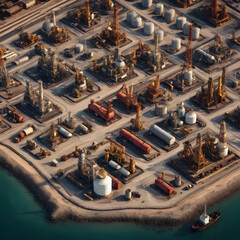 Aerial View of an Oil Refinery Complex Industrial Landscape and Energy Production