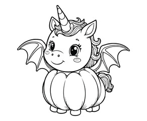 Pumpkin Unicorn coloring page