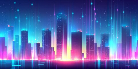 Fototapeta premium Futuristic Cityscape at Dusk