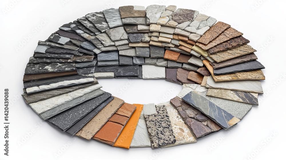 Poster natural stone veneer samples variety texture design building material architecture home improvement 