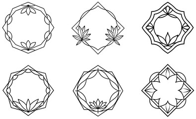 Hand-drawn Geometric Floral frame Designs