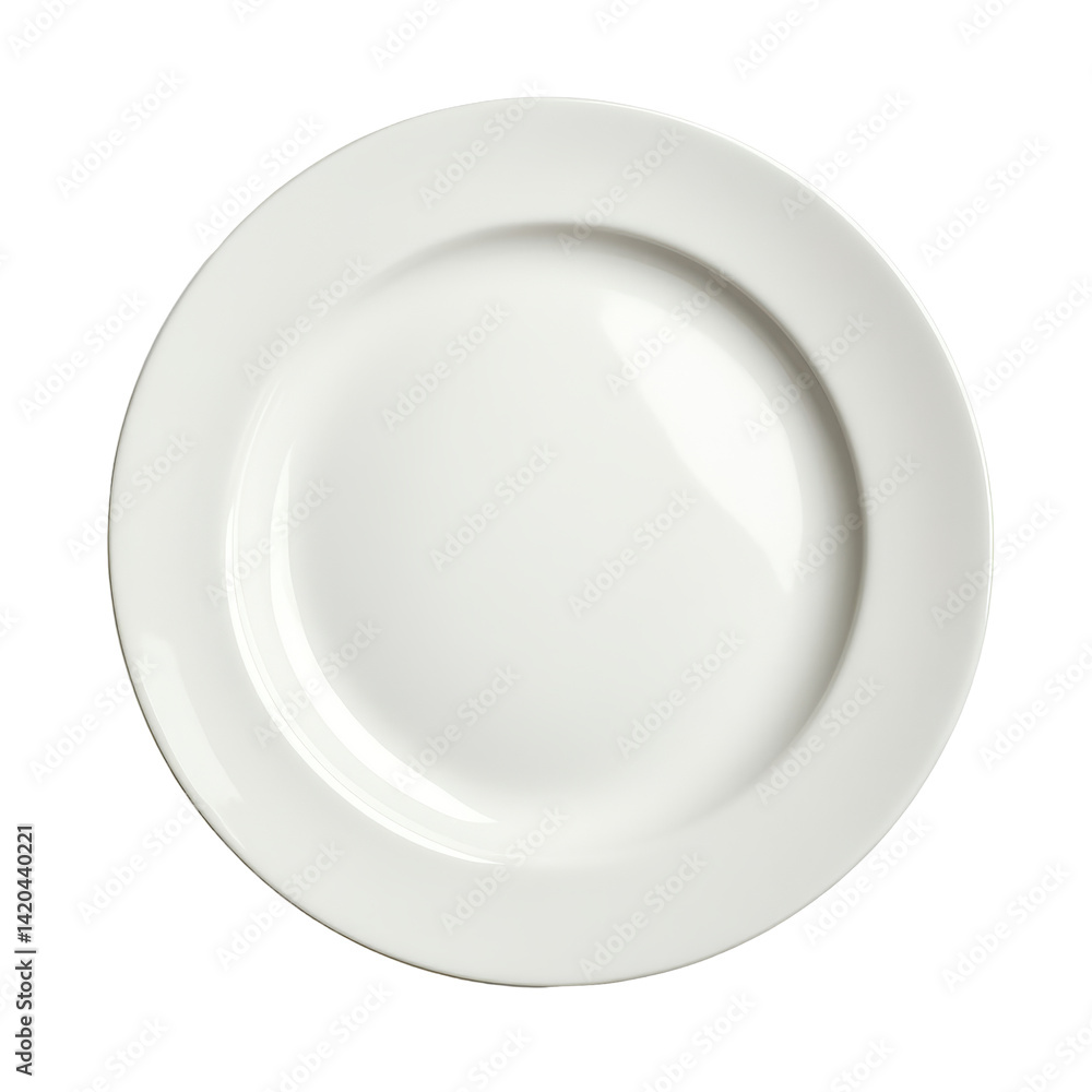 Poster empty transparent plate isolated on a clean transparent background, highlighting simplicity and mini