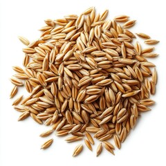 A close up view of a pile of oat grains on a white surface in detail