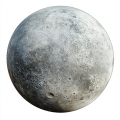 Isolated full moon with visible craters against a plain white background