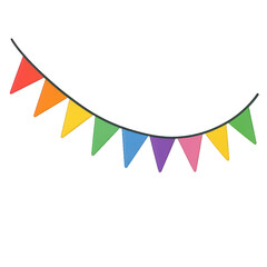 Colorful Festive Bunting Decoration Hanging in a Cheerful Outdoor Setting During Summer Celebration