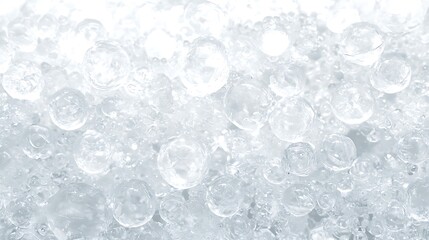Close-Up View of Transparent Bubbles in Clear Water Surface