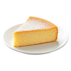 Delicious butter cake slice served on a plate against a clean transparent background for a tempting dessert presentation, butter cake on plate isolated on transparent background