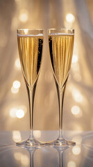 Two Elegant Champagne Glasses Clinking Together