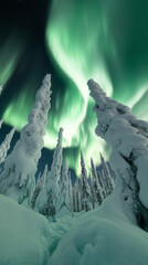 Vertical View of the Northern Lights Dancing